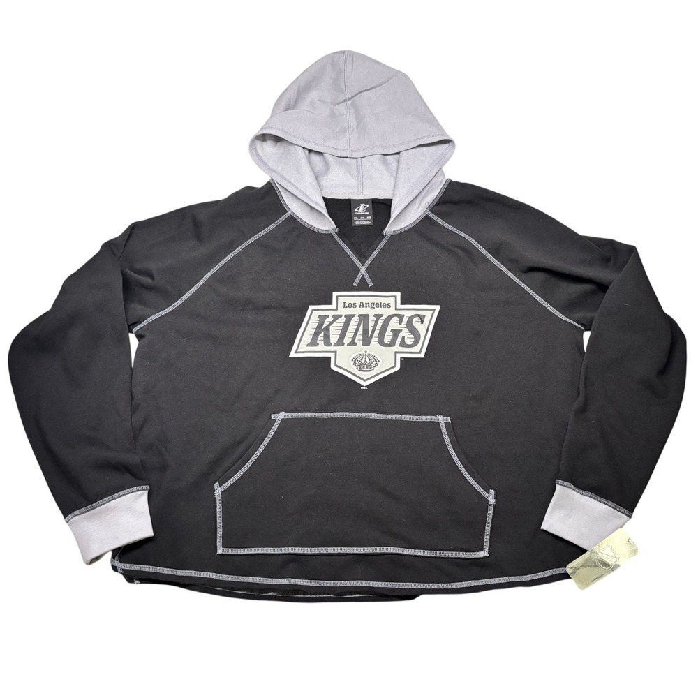 Logo Athletic LA Kings Hoodie Women 2XL Black Gray NHL Pullover Pocket‎ NWT